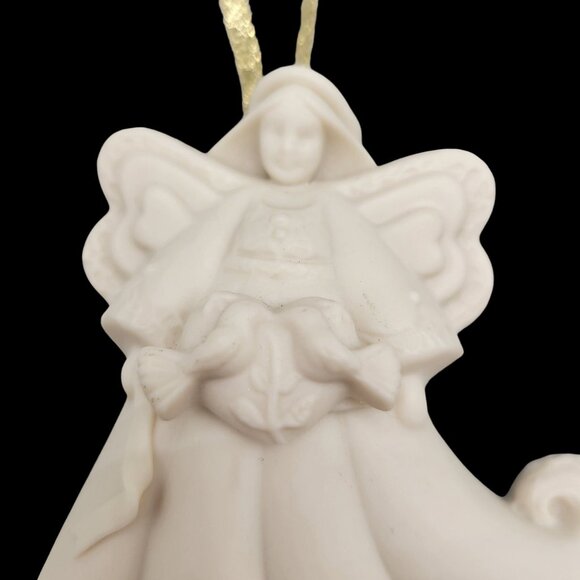 K B Designs Porcelain Bisque Angel Christmas Ornament 1990 - Picture 3 of 5